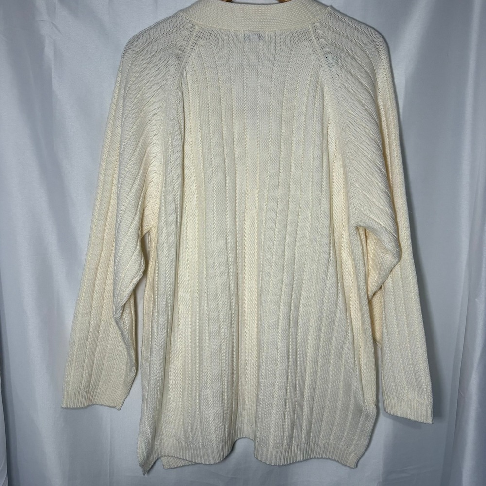 Vintage Bobbie Brooks Ivory Ribbed Knit Cardigan Sweater XL BB610SWF99 - Picture 4 of 8